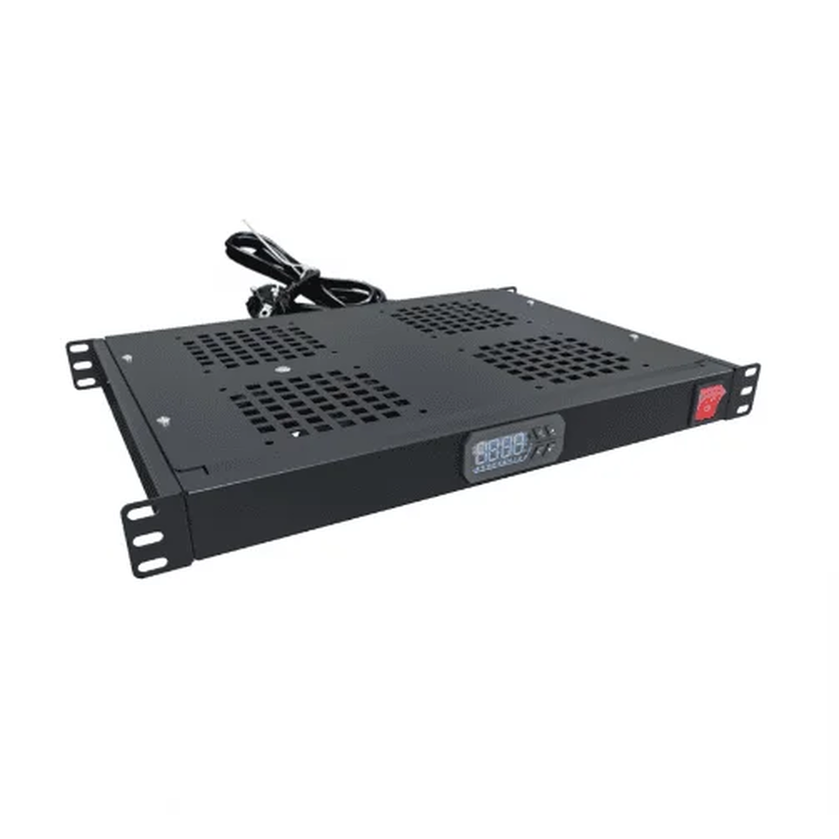 Вентиляторный модуль NTSS 19” 1U, 4 элемента, с электронным термоконтроллером и цифровым термодатчиком, черный RAL 9005